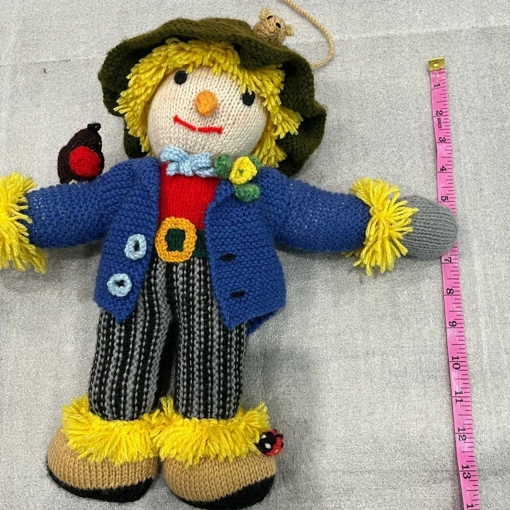 VTG Handmade Colorful Scarecrow Knit Crochet Soft Toy Crow Mouse ladybug - Picture 3 of 4